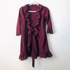 topshop open front burgundy cardigan size 2